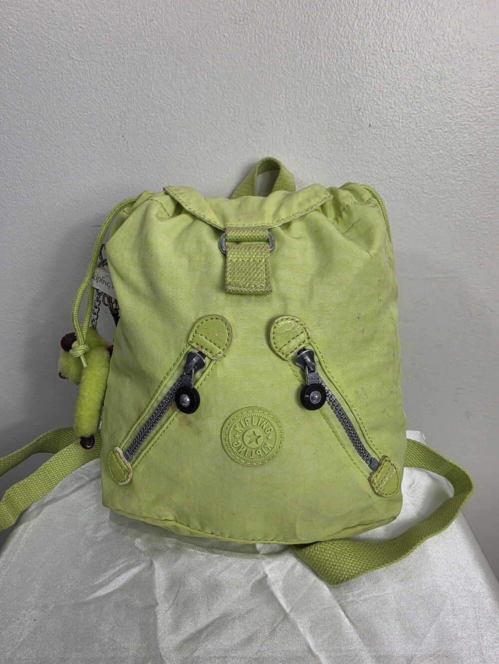 Kipling Lime Green Kids Drawstring Mini Backpack